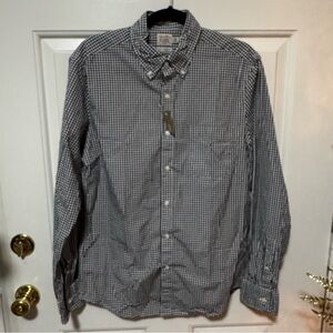 NWT J. Crew Secret Wash Cotton Plaid Check Button Down Shirt Navy White Size M
